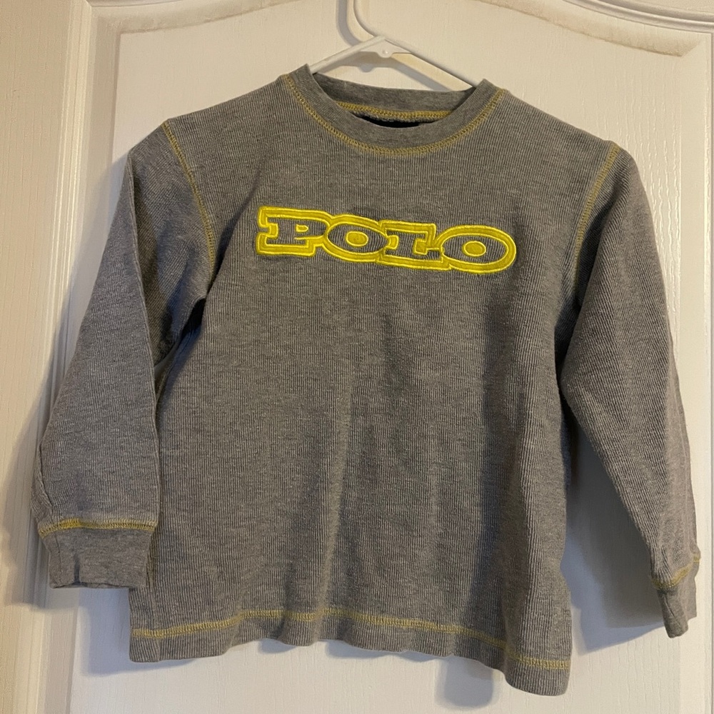 Polo Sport Ralph Lauren Kids Gray Yellow Long Sleeve Sweatshirt 5 Preppy Basic